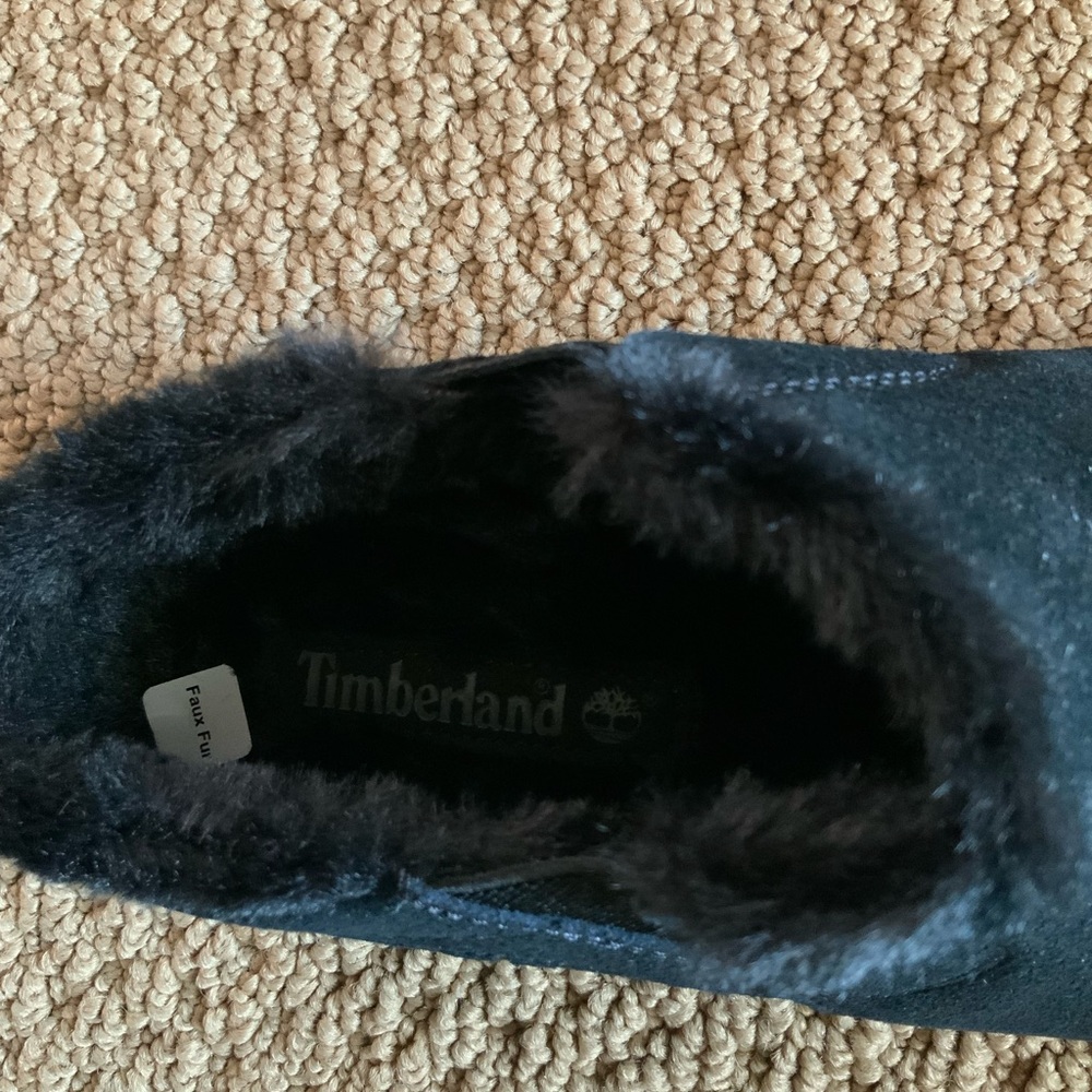 Timberland Black Fur-Lined Suede Slip-Ons - Picture 3 of 5